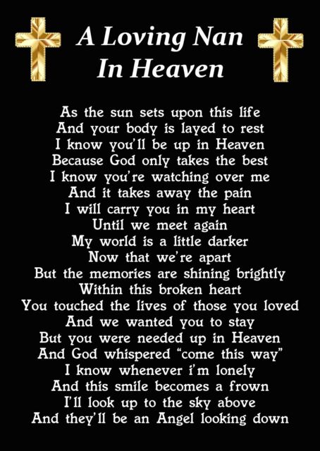 A Loving Nan In Heaven Memorial Graveside Poem Card With Ground Stake F239