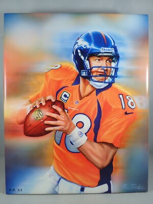 PEYTON MANNING PUBLISHERS PROOF 1/1 DENVER BRONCOS CERAMIC WALL/DESKTOP ART TILE