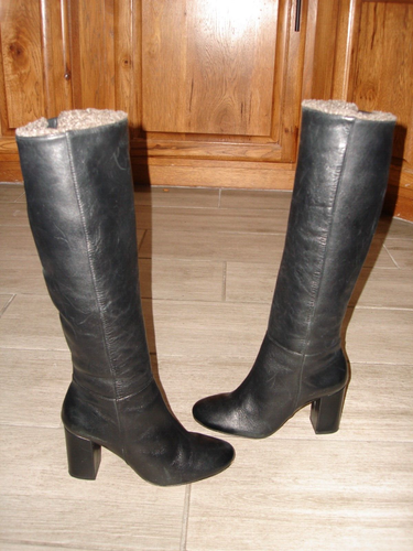 Schutz Boots Women's 5.5B ULTRA SOFT Black Leather Block Heeled 17" Floor to top - Picture 8 of 13