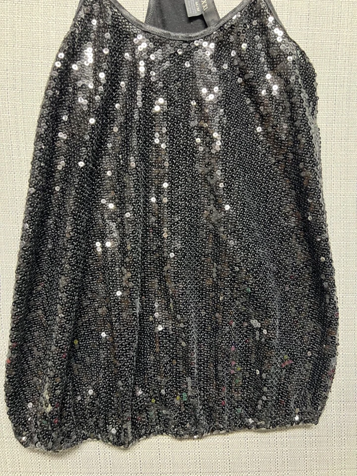 Forever 21 women's top black sleeveless sequence Size M Foto 4 de 4