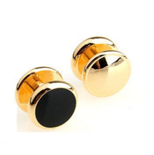 Gold Black Studs Stainless Steel Cuff Links Dress Shirt 1 Pair Cufflinks