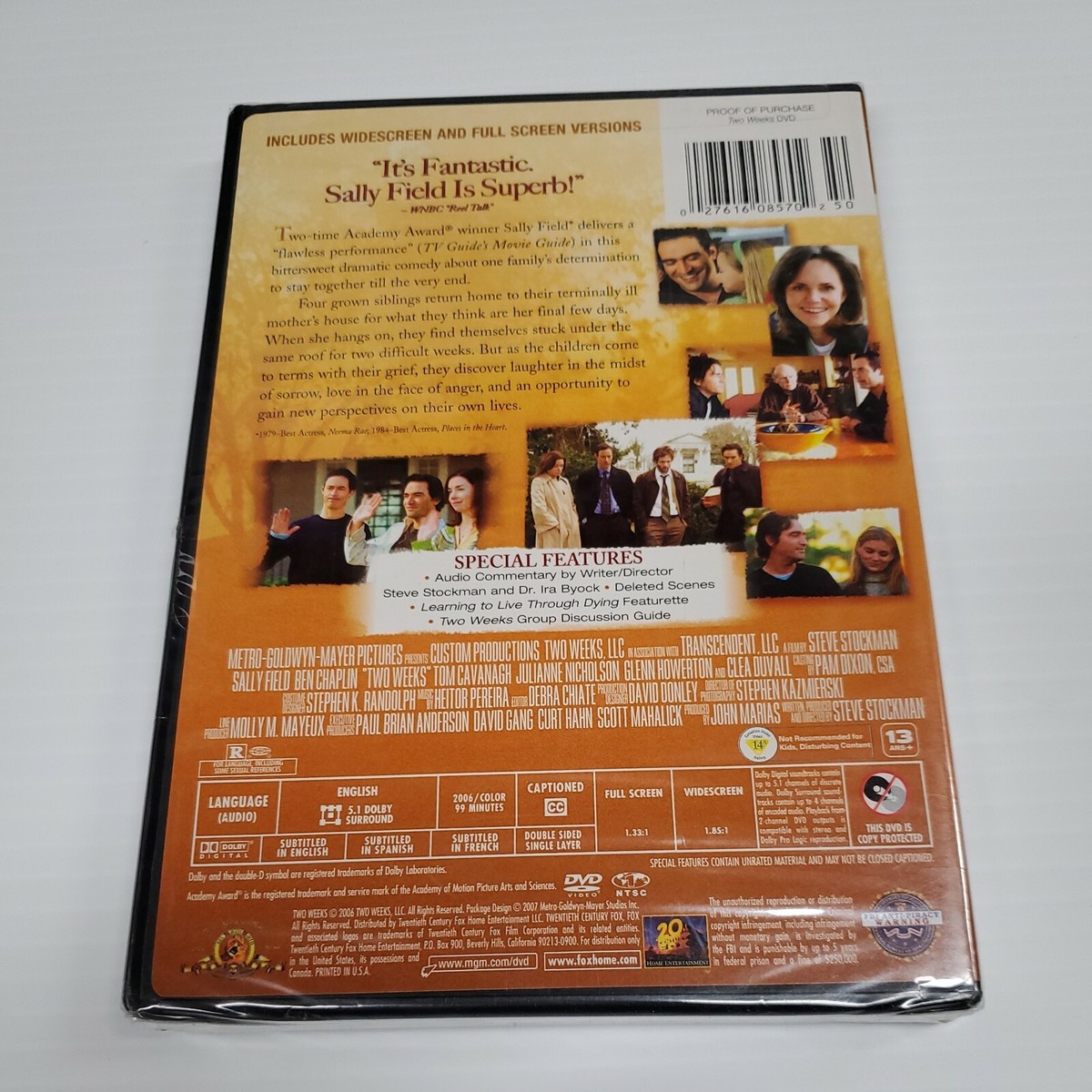 Two Weeks DVD Movie Very Real Moving Funny Sally Field Ben