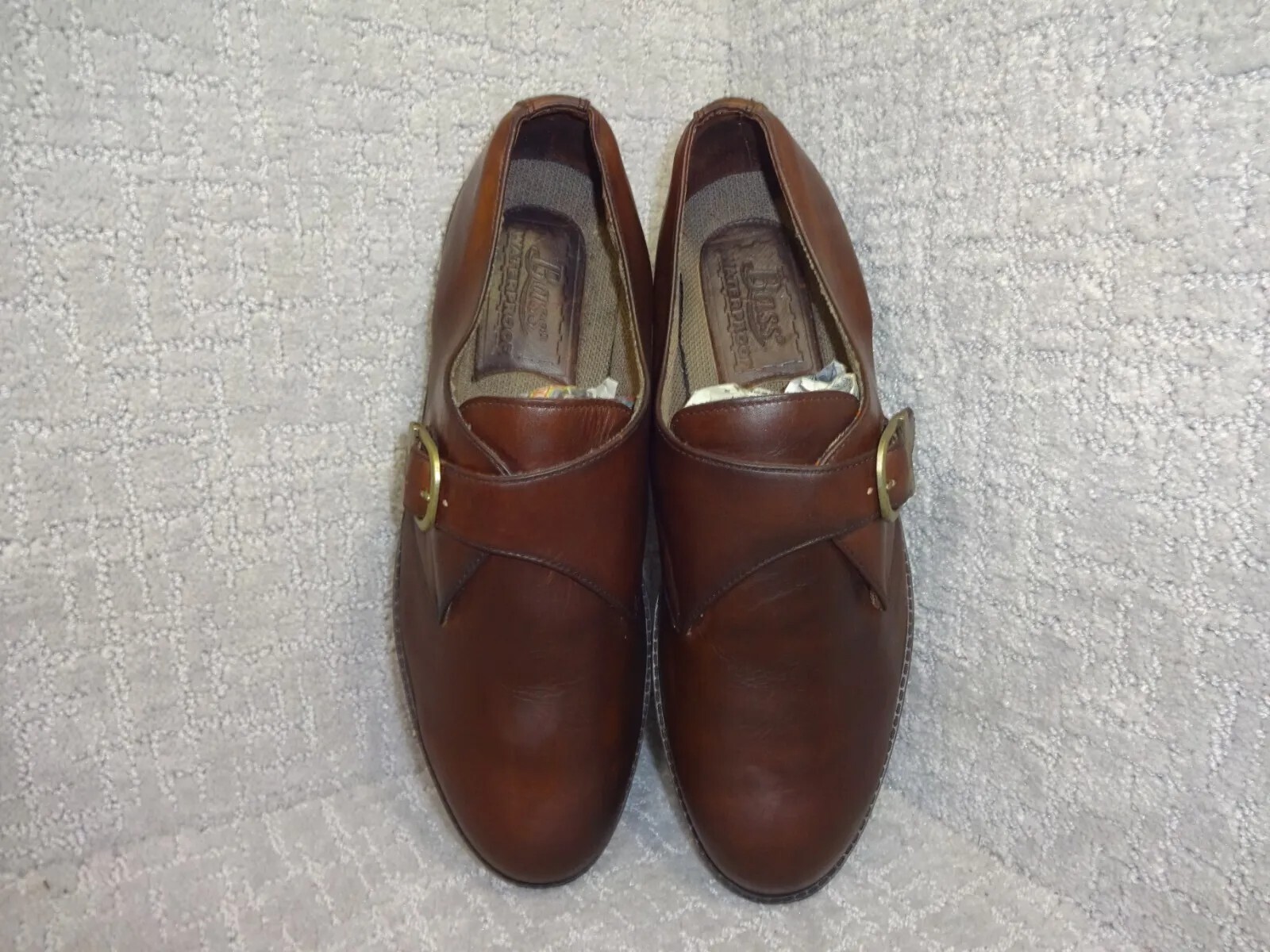 SAOLA Scarpe eleganti da uomo marroni in pelle bass impermeabili taglia 13M punta di mandorle fibbia laterale