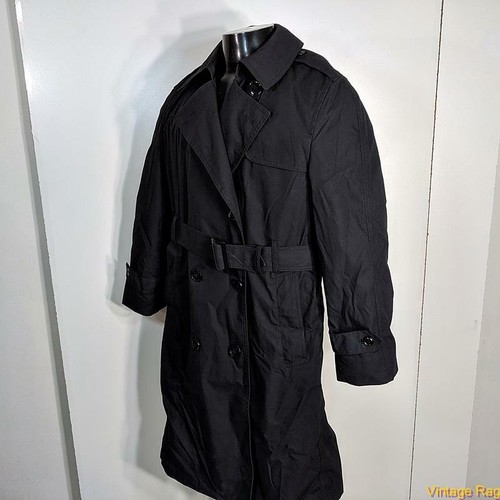 DSCP Military US Army 2010 Long RAINCOAT Trench Coat Womens 12S 12 sh Black - Picture 3 of 6