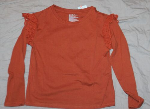 Cat & Jack Girls long Sleeve Eyelet T-Shirt Chestnut Size S (6/7) NWT