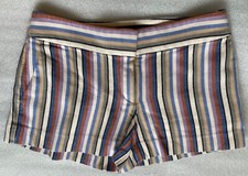 LOFT, THE RIVIERA SHORTS, WOMEN'S 4, STRIPES, COTTON LINEN SHORT SHORTS, EUC