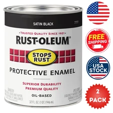 7777502-2PK Stops Rust Brush on Paint, 1 Quarts (Pack of 2), Satin Black
