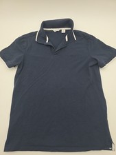 Calvin Klein Polo Shirt Men Small Dark Blue Solid .. 43401