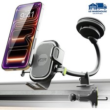 3-in-1 Car Phone Mount for Dashboard Windshield Vent 7"Gooseneck One-Handed Grip