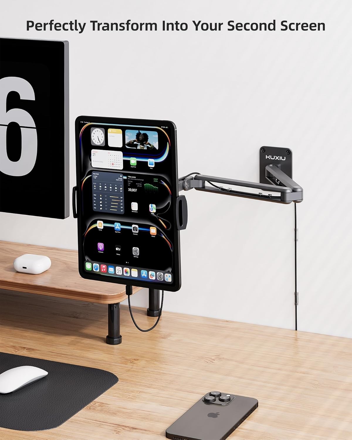 KU XIU Aluminum Alloy Tablet Wall Mount Holder for iPad, Foldable metallic 