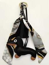 Dachshund Weiner Dog Bag Charm Key Ring Keychain Scarf - SALE HELPS DOGS  CATS 