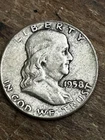 1958 Silver Ben Franklin Half Dollar -- Circulated, No mint mark (P)
