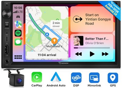 Eonon UX7 7'' IPS Android Auto 14 2 DIN Autoradio CarPlay GPS Navi WIFI 6 DSP RDS