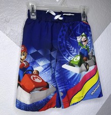 Official Nintendo Super Mario Swim Trunks Shorts Mesh Liner Boys Small 6/7