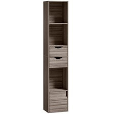 Bookcase Drawers Adjustable Shelf Bookshelf w/ 2 Drawers and Cabinet 158 cm Grey