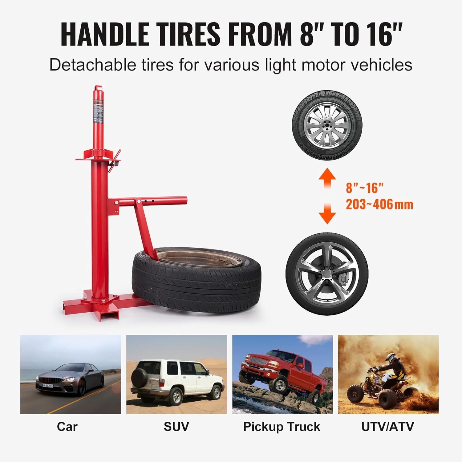 VEVOR Manual Tire Changer, Portable Hand Bead Breaker Mounting Tool 8"-16" Tires