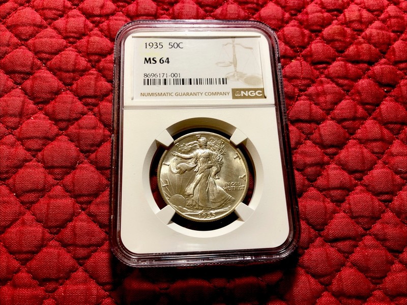 1935 Walking Liberty Half Dollar NGC MS-64, Fast Shipping! Beautiful Coin!
