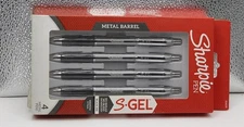4pk SHARPIE S-Gel Gel Pens Metal Barrel Black Ink Medium Point 0.7 NIB 2126159
