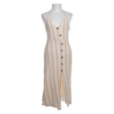 Pull & Bear, Kleid, Größe: L, Beige/Gelb, Baumwolle/Viskose, Streifen #CME