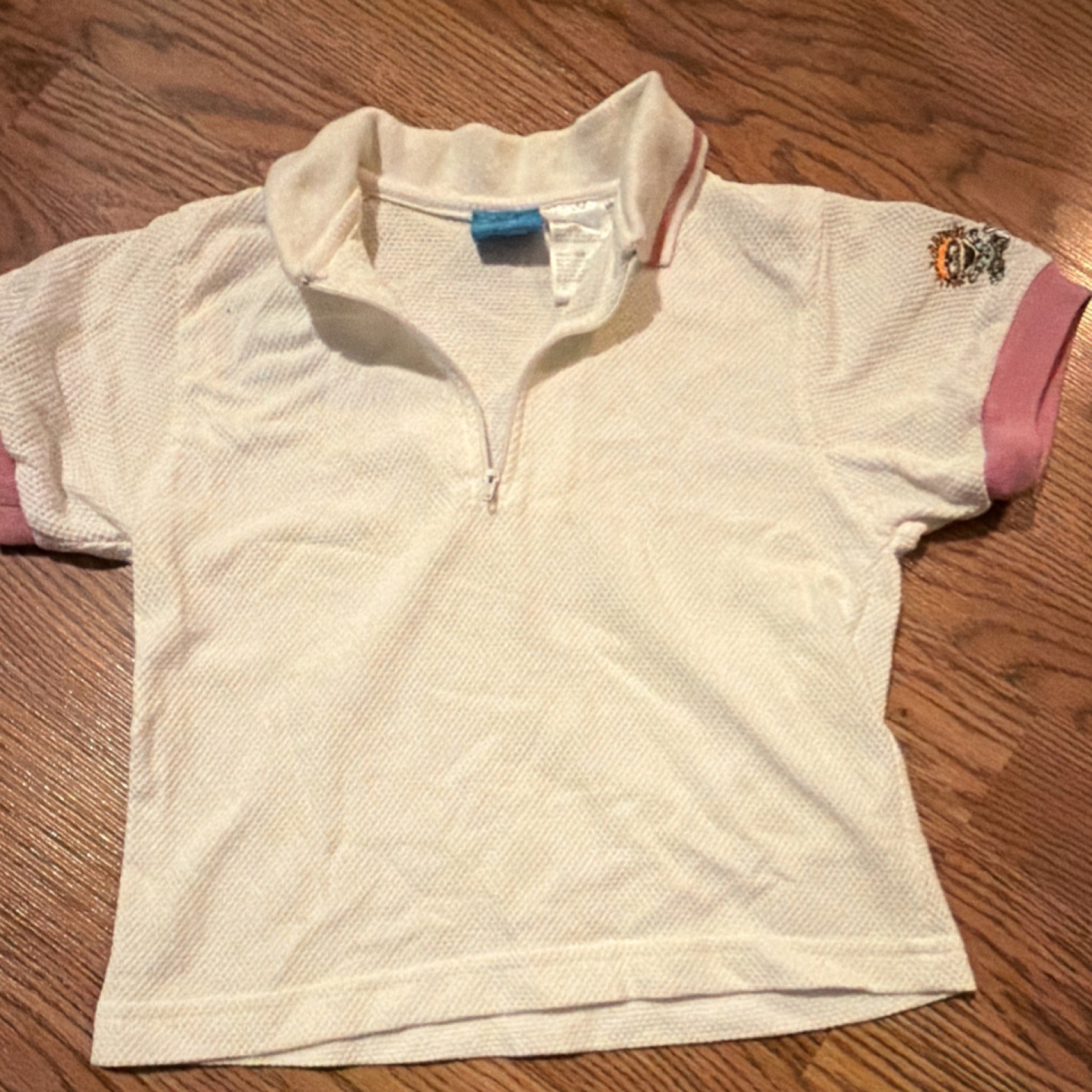 Nickelodeon Rugrats Girls 1/4 Zip Polo Shirt White/Pink Size 5/6 VTG