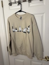 Halloween Ghost Cat Sweatshirt, Cute and Spooky, Funny Unisex Size Med Unisex