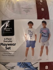 New Shark Size 8 Member's Mark Boy's 4-Piece Mix N Match Everyday Playwear Set
