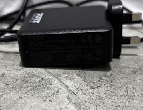 Port Connect Laptop Charger Power Adapter UK 3 Pin Plug Black