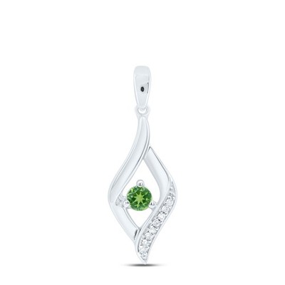 0,2 ctw natürlicher Diamant Peridot Diamant Akzent Twist Anhänger 925 Sterlingsilber