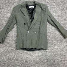Zara Women Green Double Breasted Notch Collar Blazer Jacket Size S