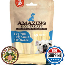 Premium Dog Chew Beef Cheek Strips 6 Inch 12 Pack No Odor Rawhide Alternative Dy