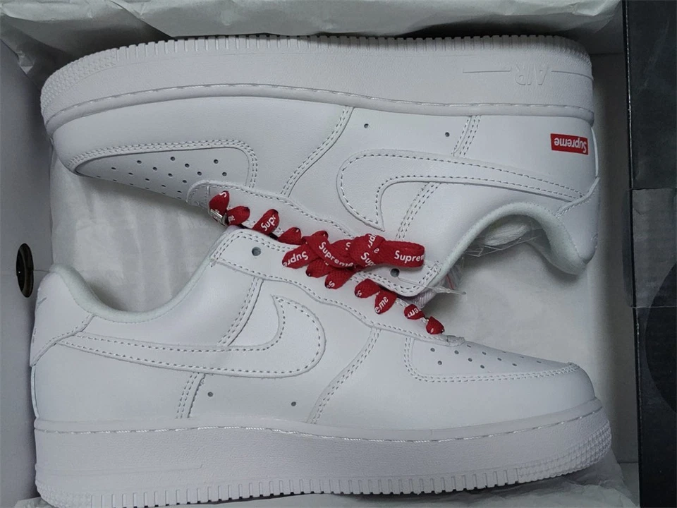 Tênis masculino Nike Air Force 1 x Supreme caixa baixa logotipo-branco tamanho EUA 7 8.5 9.5 10.5 - Imagem 4 de 4