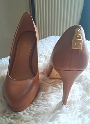 Michael Kors Damen Pumps Beige Leder Plateau Stiletto High Heels EU 37