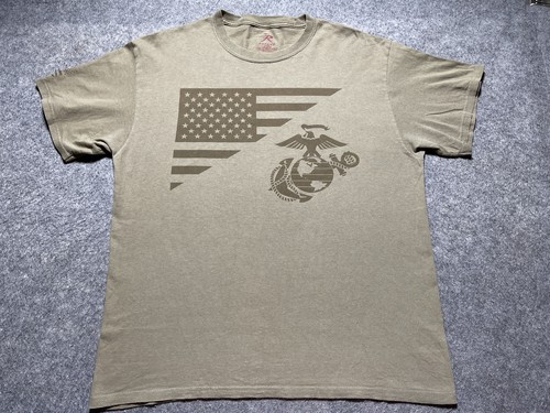 ROTHCO Large US Marines Corps USA Flage Military Grunt Shirt Veteran OD Green