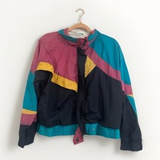Vintage 80  s Colorblock Windbreaker Jacket Size Medium Womens