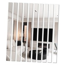 10Pcs DIY Striped Mirror Stickers Width: 1.96 inch / Length: 39.37 inch Silver