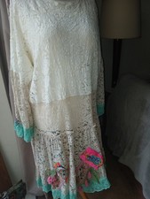 Hand Made Italian Stunning Lace Dress ,cream Size 20 Cotton.