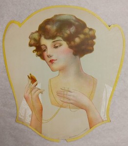 c1910 Ad Hand Fan Sample - chromolithographed - E. Nash H842