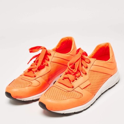 Gucci Neon Orange Perforated Leather Low Top Sneakers Size 405 | eBay