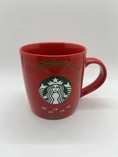 Starbucks Coffee Mug 2020 Red Christmas 12 oz FA LA LA LA Holiday Cup Ceramic