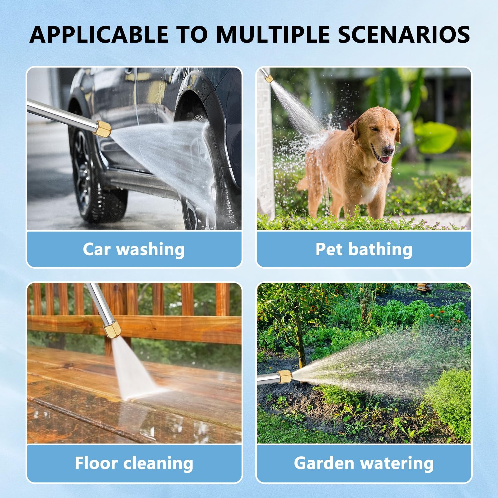 Jet Nozzle 18" High Pressure Hose Power Washer House Car Quick Connect W Glove