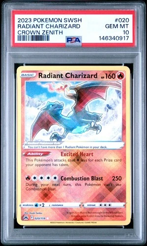 PSA 10 Radiant Charizard 020/159 Sword Shield Crown Zenith Pokemon