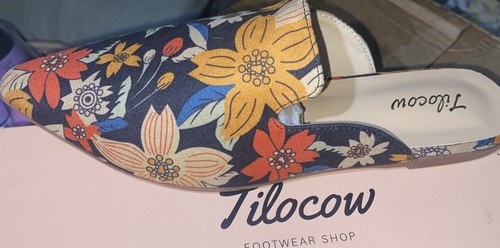 TILOCOW Floral Pattern Point Toe Flat Mules Slip On Summer Shoes Women’s Sz 7.5 - Picture 7 of 22