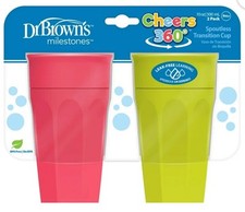 Dr. Brown's Cheers 360  Spoutless Transition Sippy Cups 10oz 2-Pack BPA-Free 9M 
