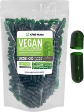 Size 00 Forest Green Empty Vegan Capsules Vegetarian Veggie Kosher Pills Caps