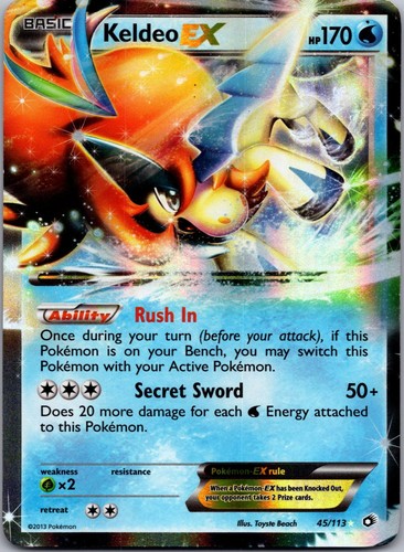 Keldeo EX 45/113 Holo Ultra Rare Legendary Treasures Pokemon Moderately Played