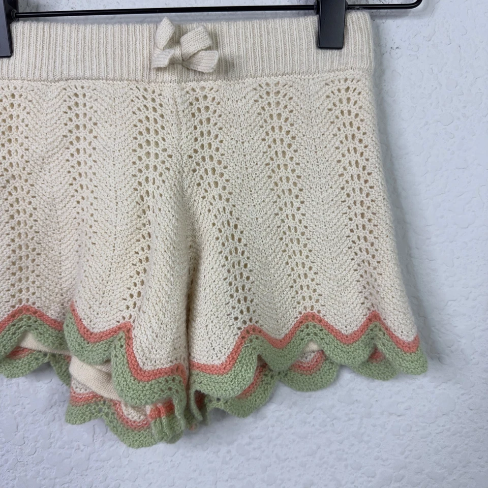 Janie and Jack Shorts Girls 5 Cream Crochet Cottagecore Preppy Whimsical Neutral - Image 4 of 4