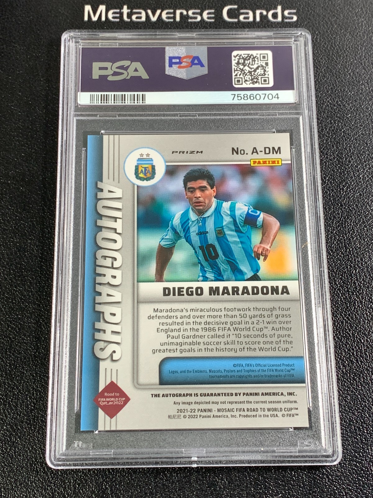 2021 Panini Mosaic Diego Maradona Auto Mosaic SSP PSA 10/10 #DM view 2