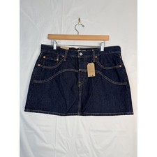 Levi's Icon Denim Mini Skirt Dark Wash Button Fly NWT Mid Rise waist 31
