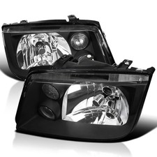Black Headlights Wbuilt In Fog Lights For 1999-2005 Vw Jetta Bora Mk4 Lr Pair
