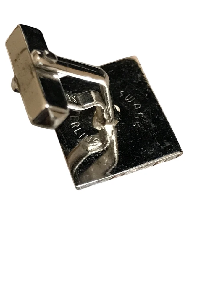 Gemelos Swank de plata a rayas diagonales de ley clásicos firmados 12 g Foto 3 de 4